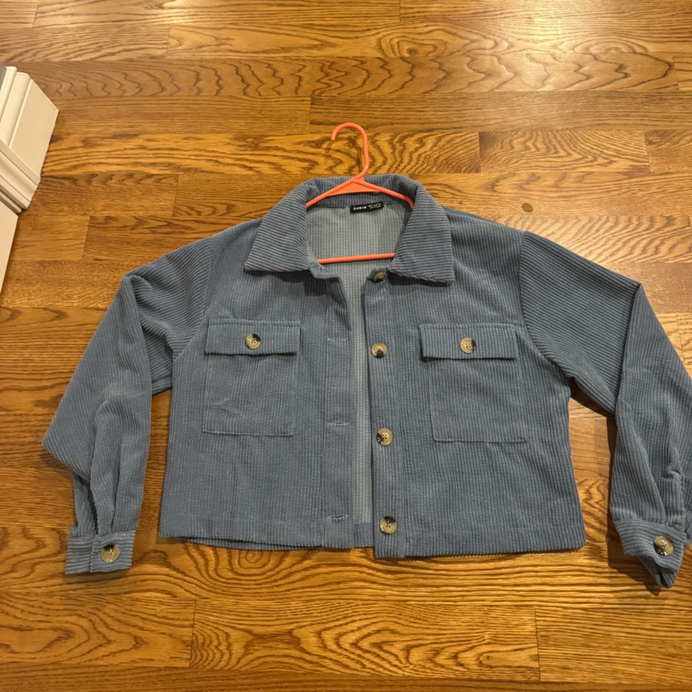 SHEIN Slate Blue Corduroy Jacket